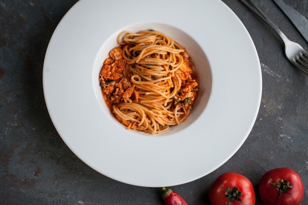 Спагетти с камчатским крабом