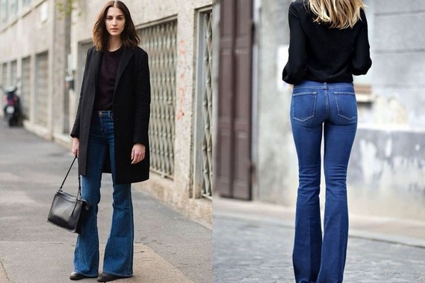 В моду возвращаются джинсы клеш: с чем сочетать модели