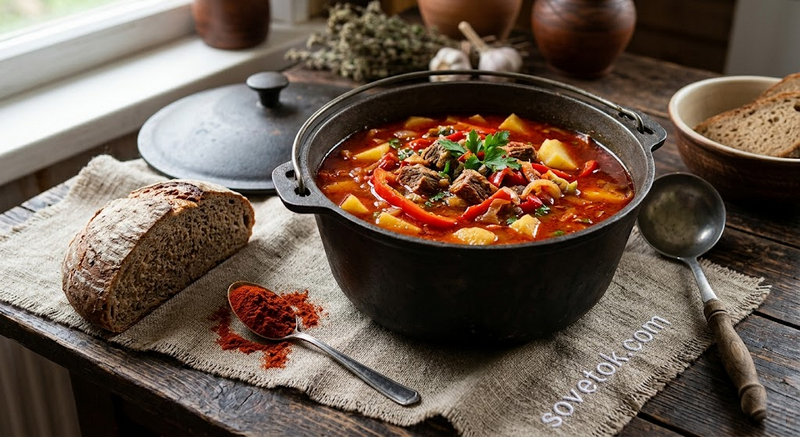 Сытный мясной суп с паприкой: секрет гус...