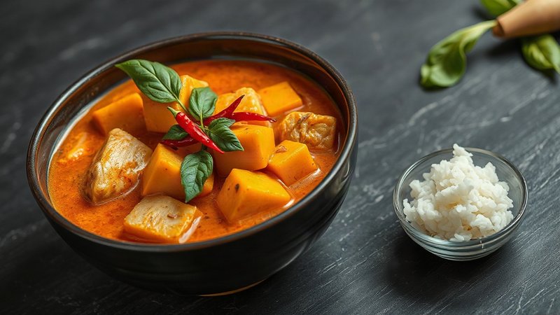 Тайское красное карри с курицей и батато...