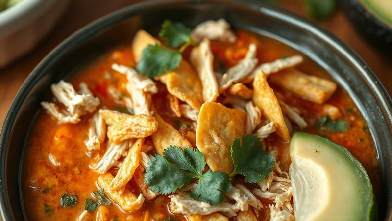 Мексиканский томатный суп Тортилья с курицей и авокадо: рецепт